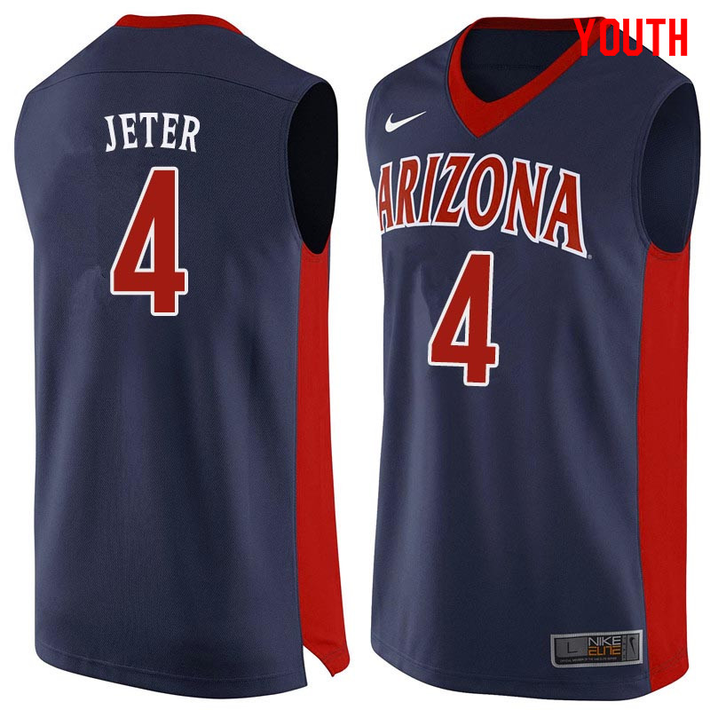 Youth Arizona Wildcats #4 Chase Jeter College Basketball Jerseys Sale-Navy